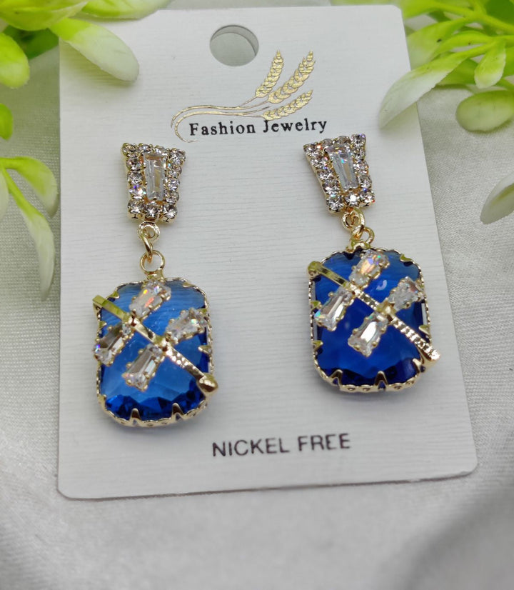 Imported Exquisite Sapphire-Blue Crystal Drop Earrings  Jewellery